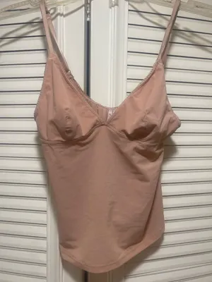 Out From Under Urban Outfitters Cami Top Pink Nude V-Neck Picot Trim Y2K Small thumbnail 2