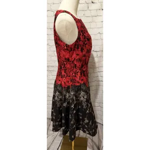 Gabby Skye red & black floral fit & flare Sleeveless dress knee length Size 6 thumbnail 4
