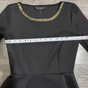 New Dorothy Perkins Black Peplum Top Gold‎ Studded Neckline Hem Women Size XS thumbnail 3