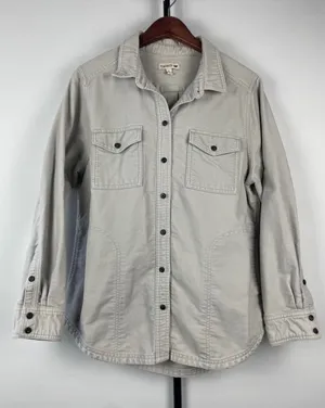Toad&Co Womens Organic Cotton Button Down Shirt Jacket Shacket Grey Size L thumbnail 1