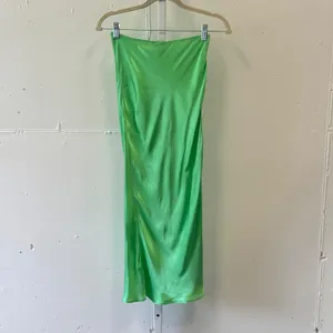 Topshop Green Satin Bias Cut Midi Skirt High Waisted Emerald US 0 thumbnail 2