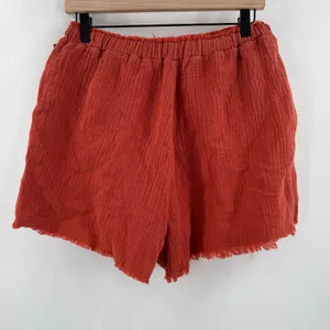Blank NYC Shorts Size Medium Gauzy High Rise Rust Orange NWT Distressed Pullon thumbnail 4