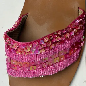 Yellow Box Naples Pink Beaded Sequin Embellished Square Toe Slide Sandals size 9 thumbnail 10