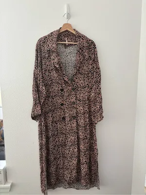 Free People Daria Leopard Print Trench Shirt Dress thumbnail 2