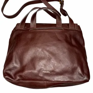 Fossil Brown Leather Willow Crossbody Satchel Bag Purse thumbnail 4