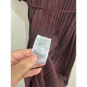 Vince Oxblood Pleated Crushed Satin V-Neck Midi Dress with Pockets Sz Medium thumbnail 10