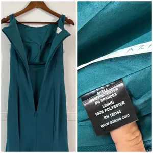 Azazie A2 Teal Mermaid Bridesmaid Dress Floor Length Slit Mesh Formal Gown thumbnail 7
