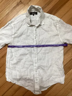 Quince White Relaxed Fit Short-Sleeve Button-Down Shirt Linen Size small thumbnail 8