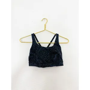 Lululemon Free To Be Serene Bra Size 6 Strappy Back Floral Print Blue Yoga thumbnail 4