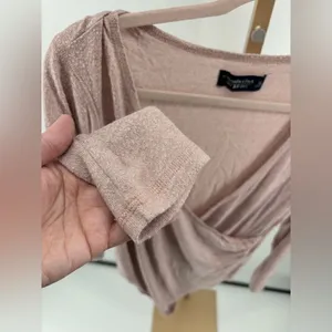 Abercrombie & Fitch A&F Cozy Wrap Front Bodysuit Long Sleeve X-Large Pink thumbnail 7