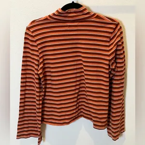 Madewell Retro Striped Mockneck Top • Wide Sleeve 70s Vibe - Size Small Boxy thumbnail 4