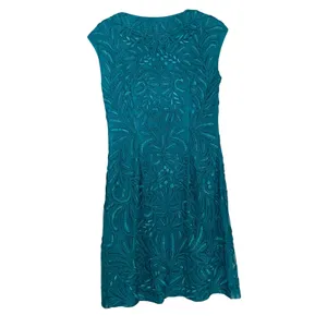 Sue Wong Teal Embroidered‎ Lace Sheath Dress Sz 10 Cocktail Formal Wedding Prom thumbnail 3