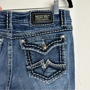 Miss Me Irene Bootcut Jeans Sz 31 Womens Distressed Faded Stitch Denim thumbnail 10