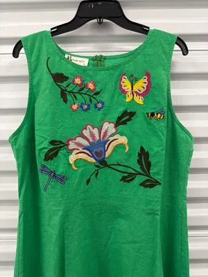 Fanm Mon Flirt Embroidered Ruffle Mini Dress Kelly Green Womens Size XS thumbnail 5