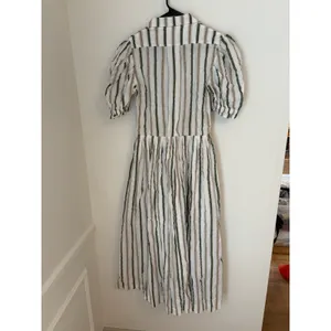 Buru Small Midi White Dress Striped Button Down Luxury Brunch VSCO Girl thumbnail 5