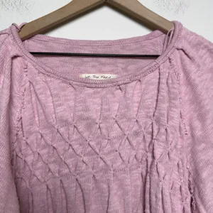 NEW‎ $128 Free People Women Cotton Snowbell Babydoll Top Sweater XS/S Pink thumbnail 3
