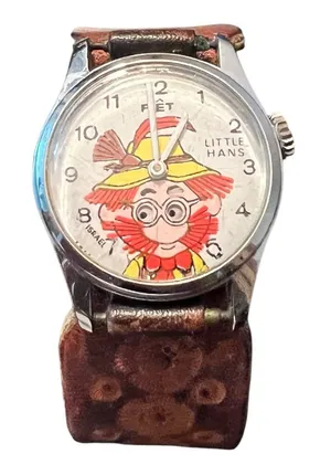 Vintage‎ Piet Little Hans Israel Mechanical Watch Shifty Eyes Leather Band thumbnail 1