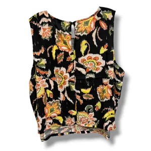 Torrid Bella Jaco Deep Black Floral Ikat Challis Sleeveless Blouse Women's 1 NWT thumbnail 8