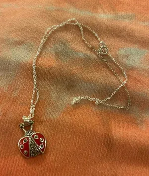 Necklace lady bug 925 sterling silver good luck thumbnail 1