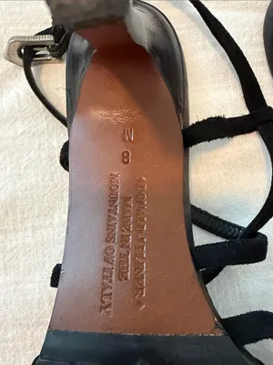 Donald J Pliner Couture Y2K Black Suede Strappy Heels Italy Size 8 thumbnail 4