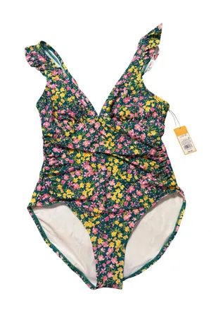 NWT Kona Sol Women Swim Suit SZ Large 12/14 One Piece Emerald Green Pink Floral thumbnail 1