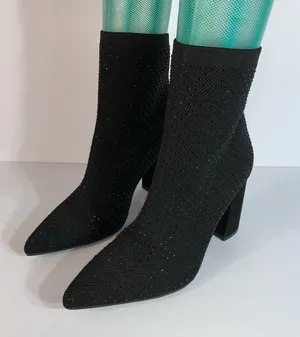 Altar'd State Sylvana black knit rhinestone booties size 8.5M thumbnail 3