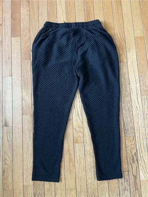 H&M Black Textured Jogger Pants with Drawstring thumbnail 4