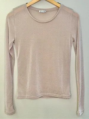 Free People Intimately Mesh So Well Layering Top Sheer Metallic Rose Gold thumbnail 3