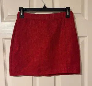 Altar’d State Red Bouclé Tweed A-Line Mini Skirt thumbnail 1