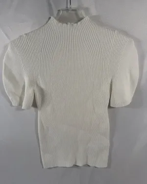 Maeve By Anthropologie Annette Short-Sleeve Mock Neck Puff-Sleeve Sweater Medium thumbnail 1