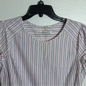 Abercrombie & Fitch Women Stripe Pink Peplum‎ Top Blouse size Small thumbnail 3