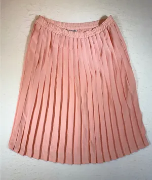 Andrea Gayle Petites Pleated Midi Skirt Peach Elastic Waist Size 10 thumbnail 1