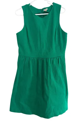 J.Crew Womens Kelly‎ Green Sleeveless Fit and Flare Textured Slub Knit Dress M thumbnail 1