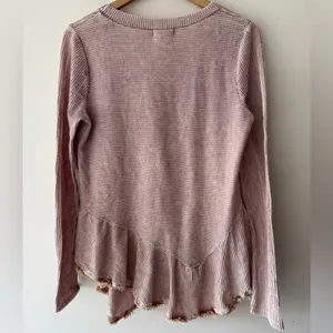 Altar’d State Dusty‎ Pink Asymmetrical Boho Fringe Long Sleeve Top thumbnail 5