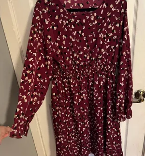 Floral Burgundy Long Sleeve Dress thumbnail 1