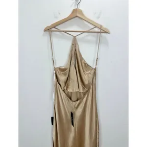Lulus Sleek and Sweet Champagne Satin Cutout Backless Slip Midi Dress XL NWT thumbnail 12