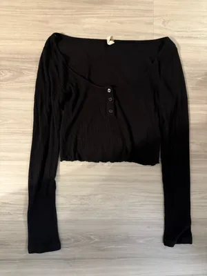 Black Ribbed LA Hearts Pacsun Cropped Longsleeve Women’s Small thumbnail 1