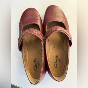 Clarks Active Air Burgundy Red Leather Mary Jane Shoes Women's 7W thumbnail 7