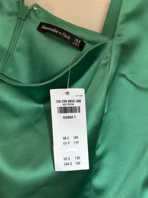 Abercrombie & Fitch Satin Sculpt Dress in Green Size XL TALL Formal Party Grad thumbnail 4