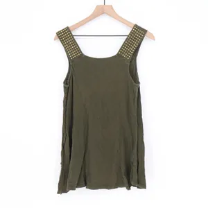 Liz Lange Tank Top Womens M Studded Straps Olive Green Cotton Casual Excellent thumbnail 5