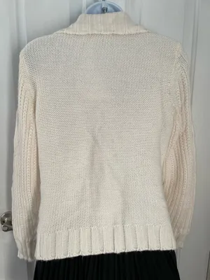 Women’s St John’s Bay Cream Zip Up Sweater Cardigan Size Small Petite thumbnail 4