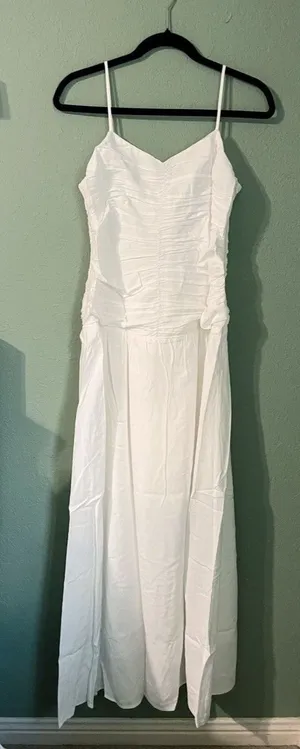 New O.P.T Soraya Ruching Drop Waist Romantic Honeymoon Bridal Resort Maxi Dress thumbnail 1