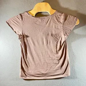 806 | Madewell Soft V-Neck‎ Pink Lyocell Cotton Casual Minimalist Women Medium thumbnail 2
