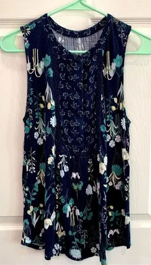 3/$25 -‎ Loft sleeveless top dark blue floral thumbnail 1