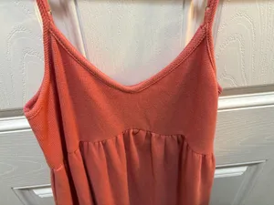 Pink Lily Coral Waffle Knit Ruffle Babydoll Mini Dress Size S thumbnail 3