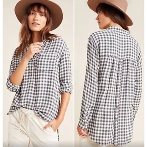 Anthropologie Isadora Shirt Gingham Check Boho Cottage Long Sleeve Women's M‎ thumbnail 2