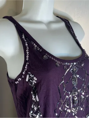 Express Women's Purple Sequin Embellished Tank Top. Size S/P thumbnail 4