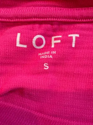 LOFT Hot Pink Cotton Detailed Short Sleeve Shoulder Detail Size Small thumbnail 7