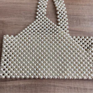 Elegant White Beaded Crop Top Size M thumbnail 4