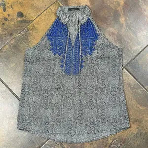 THML Embroidered High V-neck Sleeveless Flowy Blouse M thumbnail 4